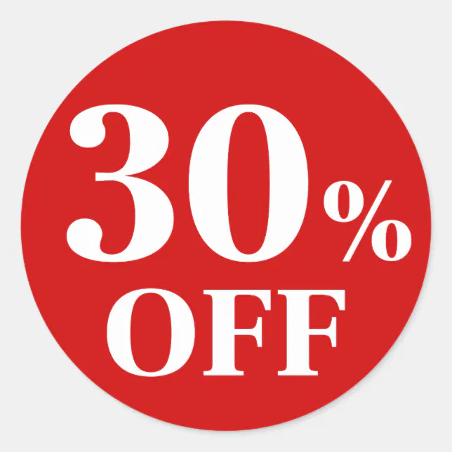 30% OFF Red Background Classic Round Sticker | Zazzle