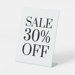 30% Off Sale Sign, Tabletop Counter Signage, Store Pedestal Sign