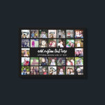 30 Photo Collage Grid - 2 Text boxes - black white Canvas Print<br><div class="desc">Use 30 SQUARE photos to create a personal photo collage. This modern, clean layout includes 2 text blocks - 1 in a trendy script and 1 in a san serif font to add a family name or a name. The background color can be changed in the customize area. ***For best...</div>