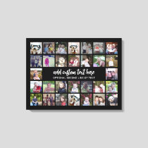 30 Photo Collage Grid - 2 Text boxes - black white Canvas Print