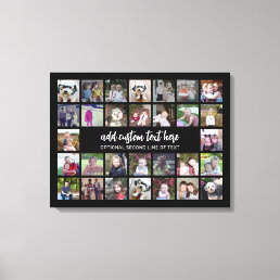 30 Photo Collage Grid - 2 Text boxes - black white Canvas Print