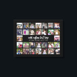 30 Photo Collage Grid - 2 Text boxes - black white Canvas Print<br><div class="desc">Use 30 SQUARE photos to create a personal photo collage. This modern, clean layout includes 2 text blocks - 1 in a trendy script and 1 in a san serif font to add a family name or a name. The background color can be changed in the customize area. ***For best...</div>