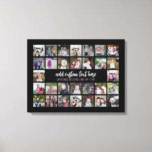 30 Photo Collage Grid - 2 Text boxes - black white Canvas Print