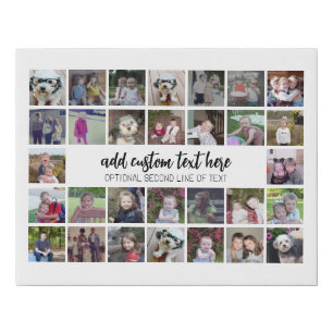 30 Photo Collage Grid - 2 Text boxes - black white Faux Canvas Print