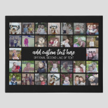 30 Photo Collage Grid - 2 Text boxes - black white Faux Canvas Print