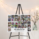 30 Photo Collage Grid - 2 Text boxes - black white Foam Board<br><div class="desc">Use 30 SQUARE photos to create a personal photo collage. This modern, clean layout includes a text block in a sans serif font to add a family name or a name. The background color can be changed in the customize area. ***For best results for this multi photo layout - crop...</div>
