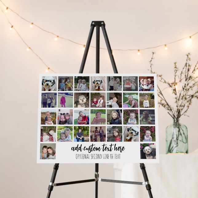 30 Photo Collage Grid - 2 Text boxes - black white Foam Board (In Situ (Stand))