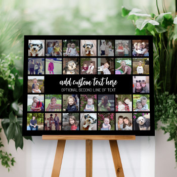 30 Photo Collage Grid - 2 Text Boxes - Black White Foam Board by MarshEnterprises at Zazzle