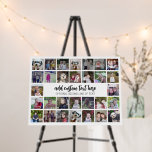 30 Photo Collage Grid - 2 Text boxes - black white Foam Board<br><div class="desc">Use 30 SQUARE photos to create a personal photo collage. This modern, clean layout includes 2 text blocks - 1 in a trendy script and 1 in a sans serif font to add a family name or a name. The background color can be changed in the customize area. ***For best...</div>