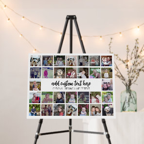 30 Photo Collage Grid - 2 Text boxes - black white Foam Board