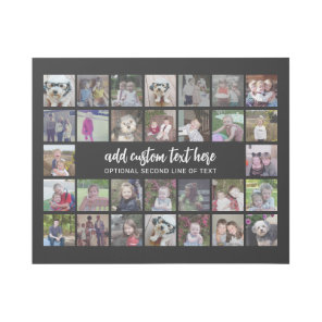 30 Photo Collage Grid - 2 Text boxes - black white Gallery Wrap