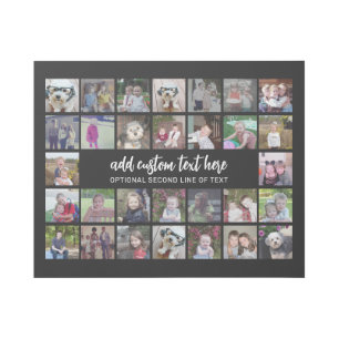 30 Photo Collage Grid - 2 Text boxes - black white Gallery Wrap