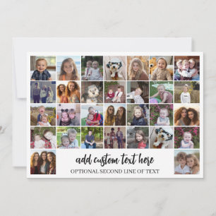 30 Photo Collage Grid - 2 Text boxes - black white Holiday Card