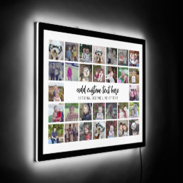 30 Photo Collage Grid - 2 Text boxes - black white LED Sign