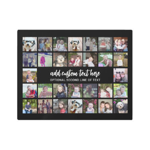 30 Photo Collage Grid - 2 Text boxes - black white Metal Print