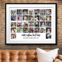 30 Photo Collage Grid - 2 Text boxes - black white