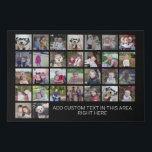 30 Photo Collage Grid - Text box - black white Faux Canvas Print<br><div class="desc">Use 30 SQUARE photos to create a personal photo collage. This modern, clean layout includes a text block in a san serif font to add a family name or a name. The background color can be changed in the customize area. ***For best results for this multi photo layout - crop...</div>