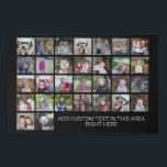 30 Photo Collage Grid - Text box - black white Faux Canvas Print<br><div class="desc">Use 30 SQUARE photos to create a personal photo collage. This modern, clean layout includes a text block in a san serif font to add a family name or a name. The background color can be changed in the customize area. ***For best results for this multi photo layout - crop...</div>