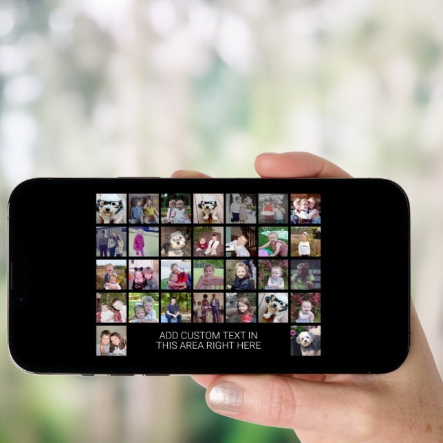 30 Photo Collage Grid - Text box - black white Poster (Front Digital)