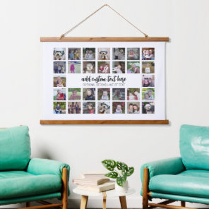 30 Photo Collage Montage and Text - Can Edit White Hanging Tapestry