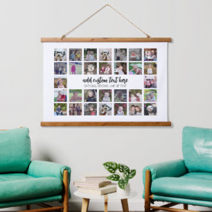 30 Photo Collage Montage and Text - Can Edit White Hanging Tapestry