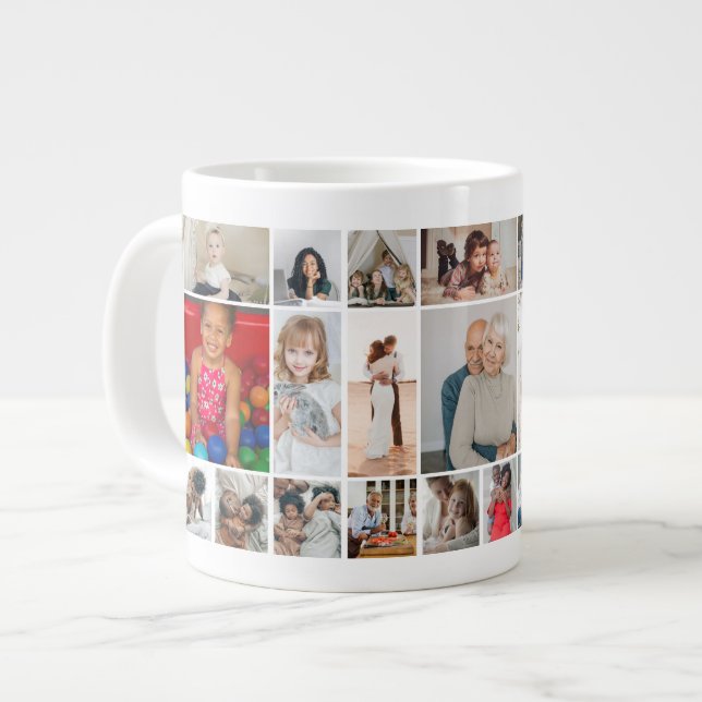 30 Photo collage template personalized Giant Coffee Mug (Front Left)