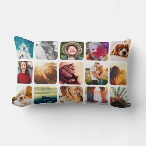 30 Photo Double Sided Grid Template Long Lumbar Pillow