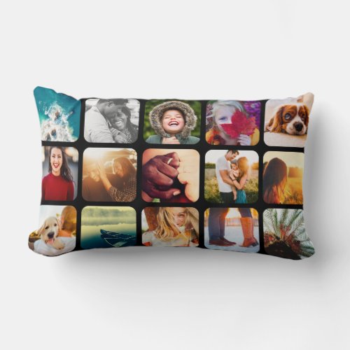 30 Photo Double Sided Grid Template Long Lumbar Pillow