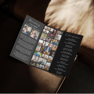 30 Photos Collage Memorial Brochure Black Program
