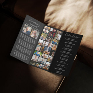 30 Photos Collage Memorial Brochure Black Program