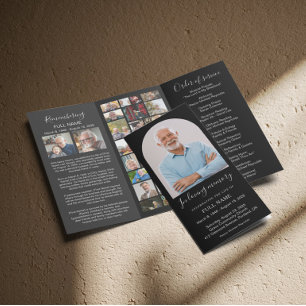 30 Photos Collage Memorial Brochure Black Program