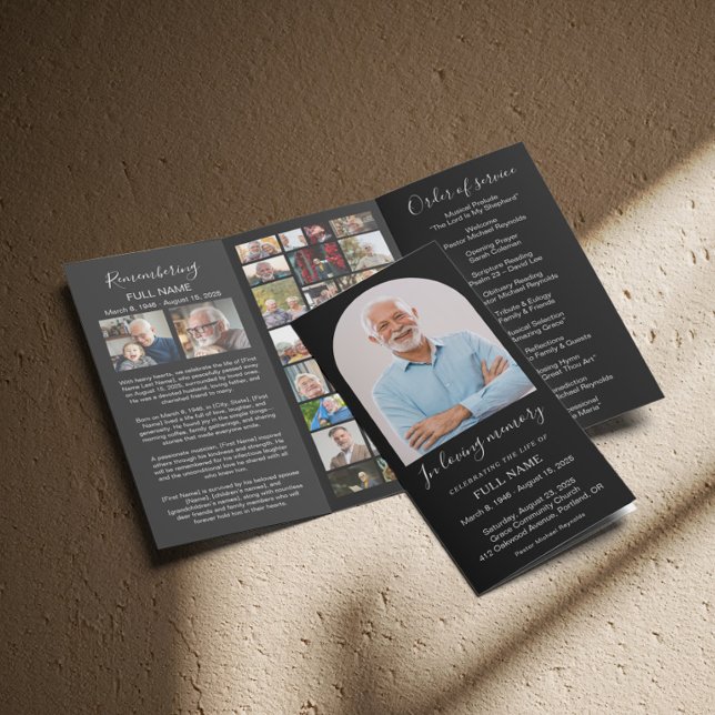 30 Photos Collage Memorial Brochure Black Program (Creator Uploaded)
