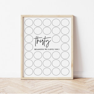 30 Reasons We Love You Birthday Keepsake Poster