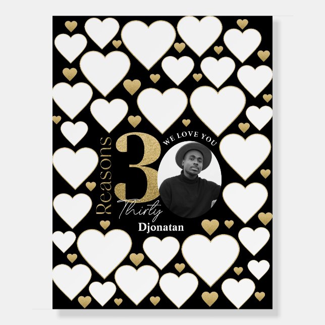 30 Reasons We Love You Black Gold Board (Front)