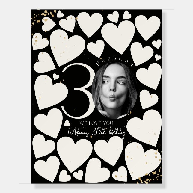 30 Reasons We Love You Gold Black Board (Front)