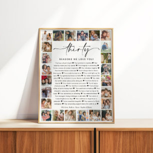 30 Reasons We Love You Photo Collage Keepsake Gift Poster