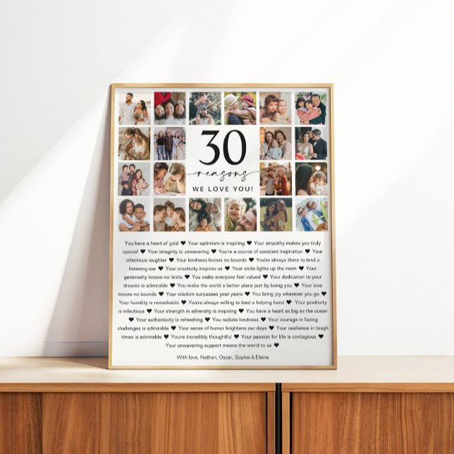 30 Reasons We Love You Photo Collage Keepsake Gift Poster (Creator Uploaded)