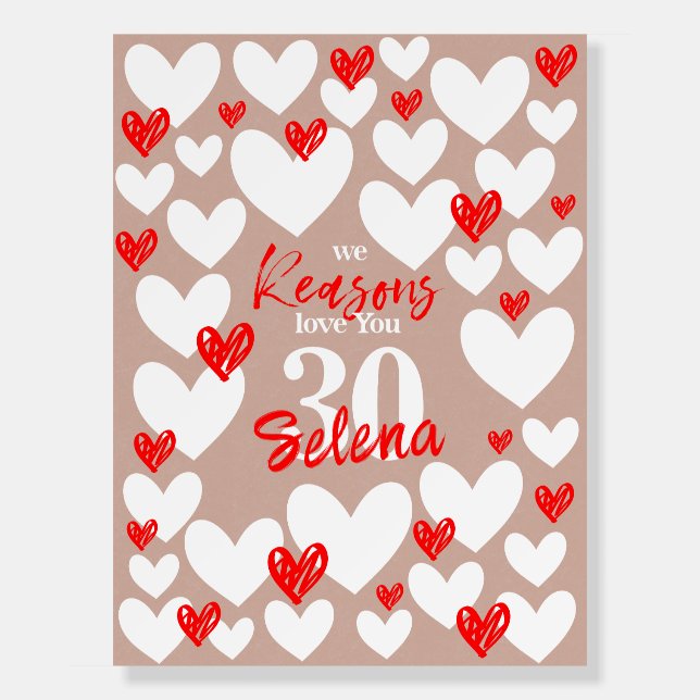 30 Reasons We Love You Red Beige Board (Front)