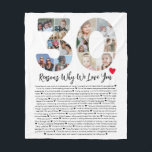 30 Reasons Why I Love You 30th Birthday Collage Fleece Blanket<br><div class="desc">Celebrate love and create lasting memories with this Reasons Why I Love You Photo Collage. This customizable template allows you to craft a heartfelt and personalized gift that's perfect for various occasions, from wedding anniversaries to birthdays, Valentine's Day, or just because. Reasons Why I Love You - Express your love...</div>