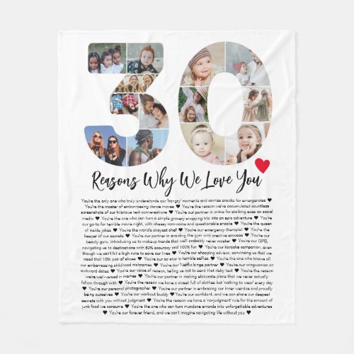 30 Reasons Why I Love You 30th Birthday Collage Fleece Blanket