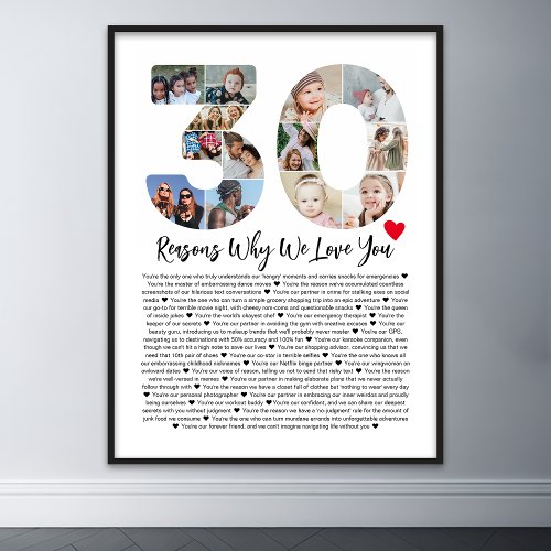 30 Reasons Why I Love You 30th Birthday Collage Poster