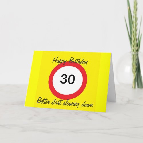 30 Road sign speed limit card
