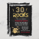 30 Rocks Rockstar Guitar 30th Birthday Invitation<br><div class="desc">30 Rocks Rockstar Electric Guitar Metal Metallic Silver Glitter Surprise 30th Birthday Invitation</div>