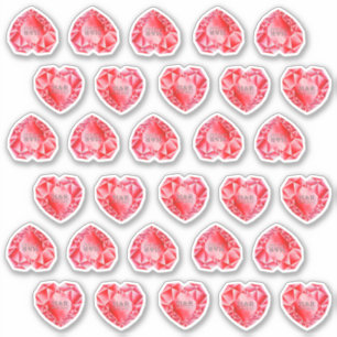 30 Ruby Heart Watercolor Add Monogram Red Wedding Sticker