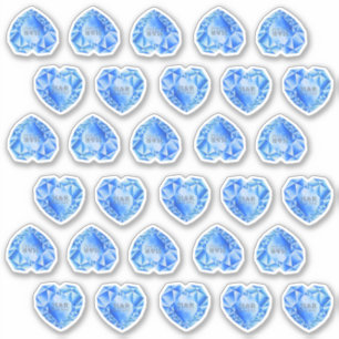 30 Sapphire Heart Watercolor Add Monogram Wedding Sticker
