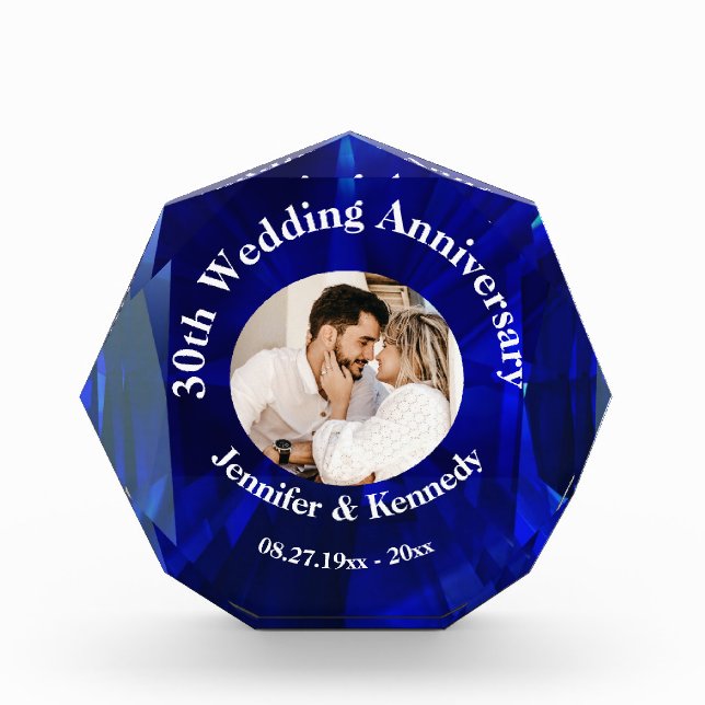 30 Sapphire Wedding Anniversary Custom Photo Gift (Front)
