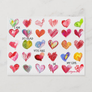 30 SO GLAD Valentine Hearts Postcard