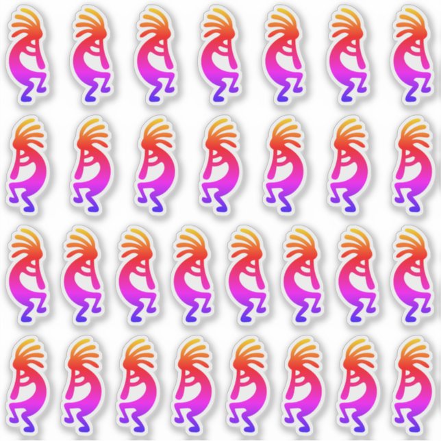 30 Southwest Rainbow Ombre Kokopelli Silhouettes Sticker (Front)