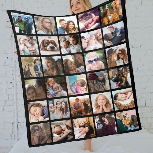30 Square Photo Collage Template Fleece Blanket