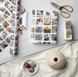 30 Square Photo Collage Wrapping Paper